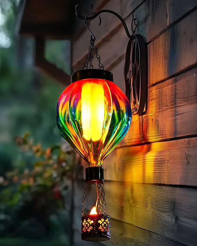 Hot Air Balloon Hanging Solar Lantern Outdoor Waterproof by qeemtaco