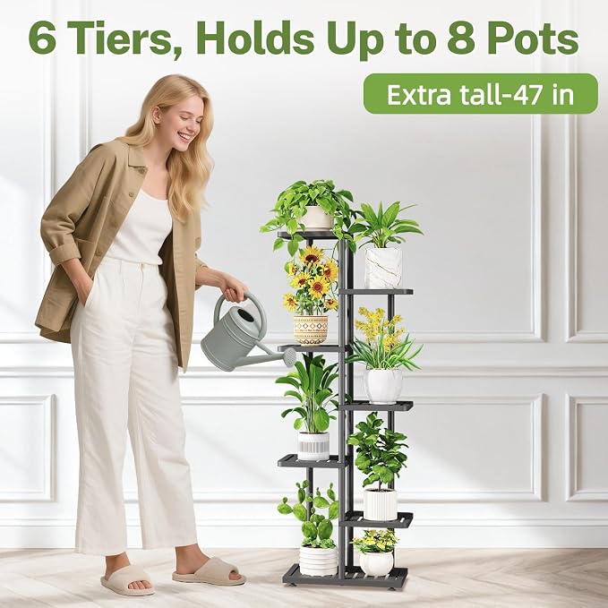 iDavosic.ly Plant Stand with Grow Light Indoor Outdoor, 6-Tier Tall Metal - Image 7
