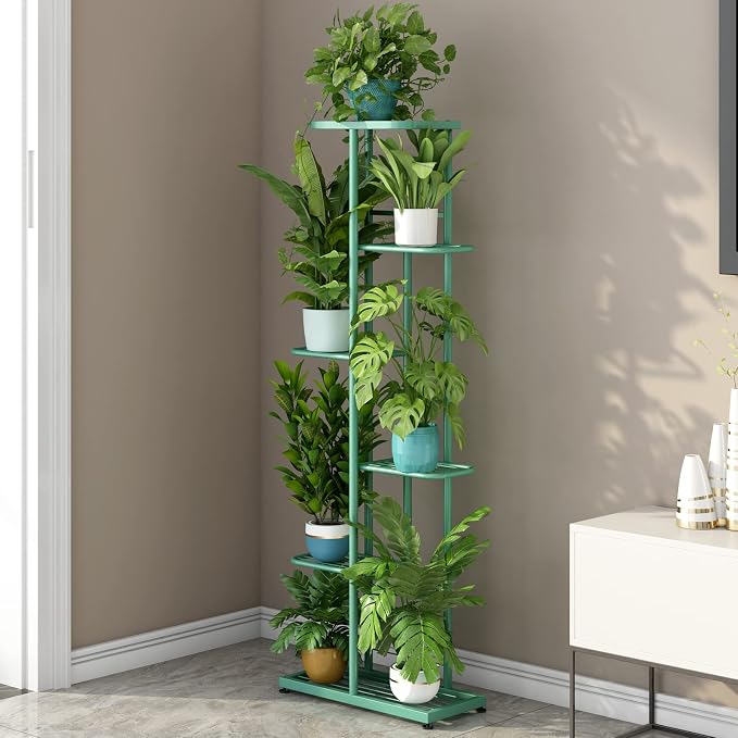 LINZINAR Plant Stand Metal 6 Tier 7 Potted Multiple Flower Pot Holder Shelf - Image 3