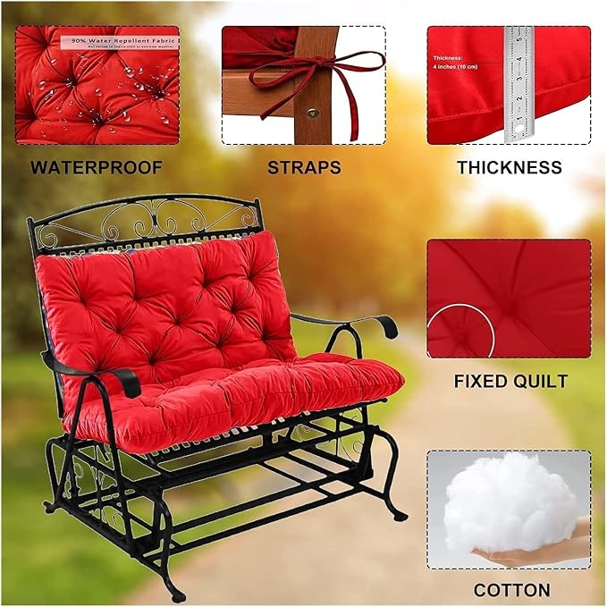 Swing Cushion Replacement Outdoor Porch Waterproof Bench Cushion 2-3 Seater - Image 2