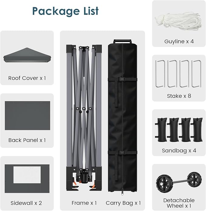 Pop Up Canopy Tent with Sidewalls, 10x10ft 10 Person Party Tent One Push Setup - Image 6