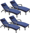 Outdoor Lounge Chairs Set of 4, Pool Chairs Hydraulic Adjustable Outdoor Chaise by Suvivityse