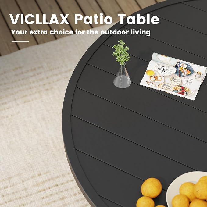 VICLLAX 63" Round Patio Table, Outdoor Dining Table - Image 6