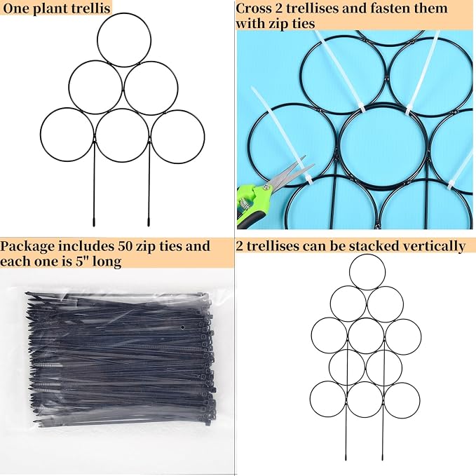 Garden Plant Trellis for Indoor Plants, Stackable Metal Trellis Supports for - Image 6