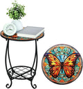 Outdoor Side Table Round Small Mosaic Patio Accent Indoor End Plant Coffee Tea by Cinnvoice