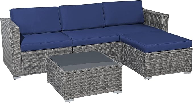 Patiorama 5 Piece Outdoor Patio Furniture Set, Outdoor Sectional Conversation - Image 2
