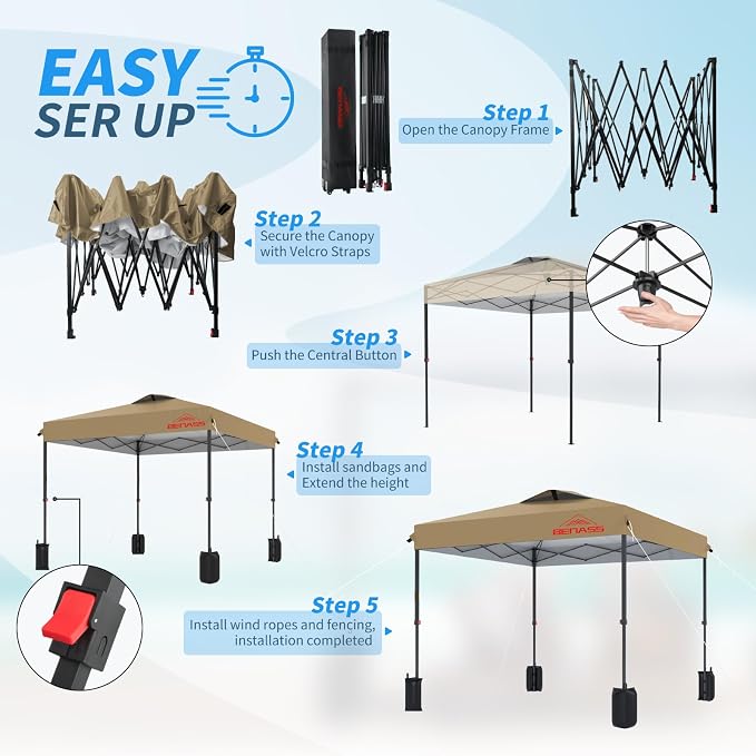 12x12 Pop Up Canopy, Easy Up Canopy Tent, Heavy Duty Tents - Image 4