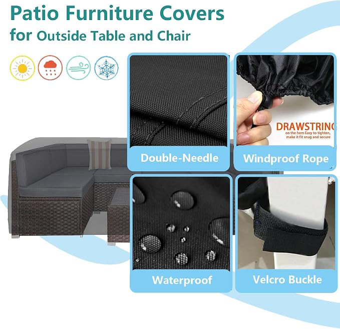 Oslimea Patio Furniture Covers Waterproof, Outdoor Sectional Sofa Set Cover - Image 4