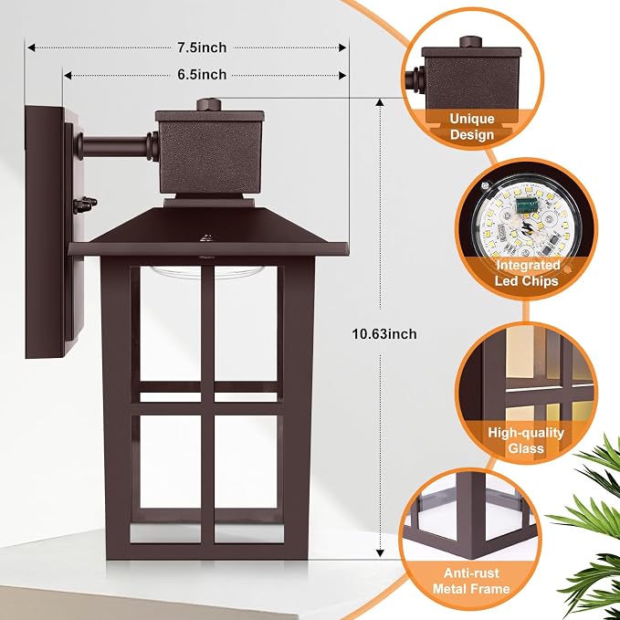 Brightever Outdoor Wall Light Fixture, LED Exterior Wall Lantern Waterproof - Image 2