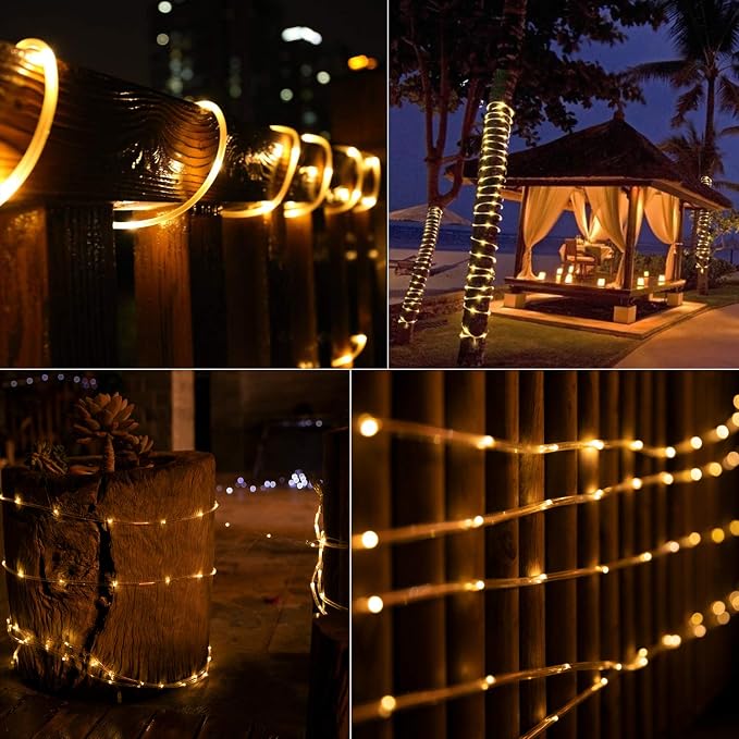 Solar Rope String Lights Outdoor 72Ft 200 Led Waterproof Solar Powered Fairy - Image 7