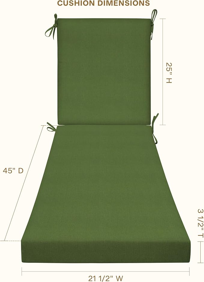 Honeycomb Outdoor Heritage Chaise 21.5 x 70, Textured Solid Artichoke Green - Image 4