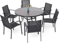 7-Piece Outdoor Patio Dining Set, 6 Stackable Chairs & 48-inch Round by Anmutig