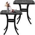 Outdoor 21" Cast Aluminum Square Side Table Set of 2 End Table by ZOTORUN