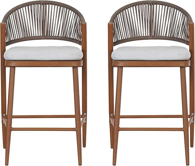 Christopher Knight Home Hearth 26.00" Patio Barstools Set of 2, Woven Wicker - Image 7
