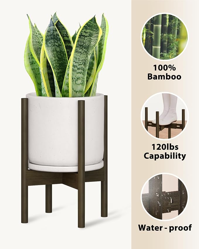 Adjustable Plant Stand Indoor, Bamboo Plant Stand Fits 8 9 10 11 12 Inches - Image 2