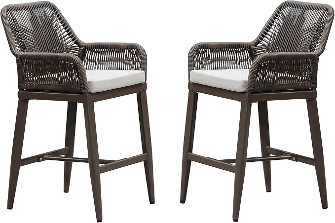 PURPLE LEAF Outdoor 24" Counter Height Bar Stools Chair Set of 2, All Weather by PURPLELEAF