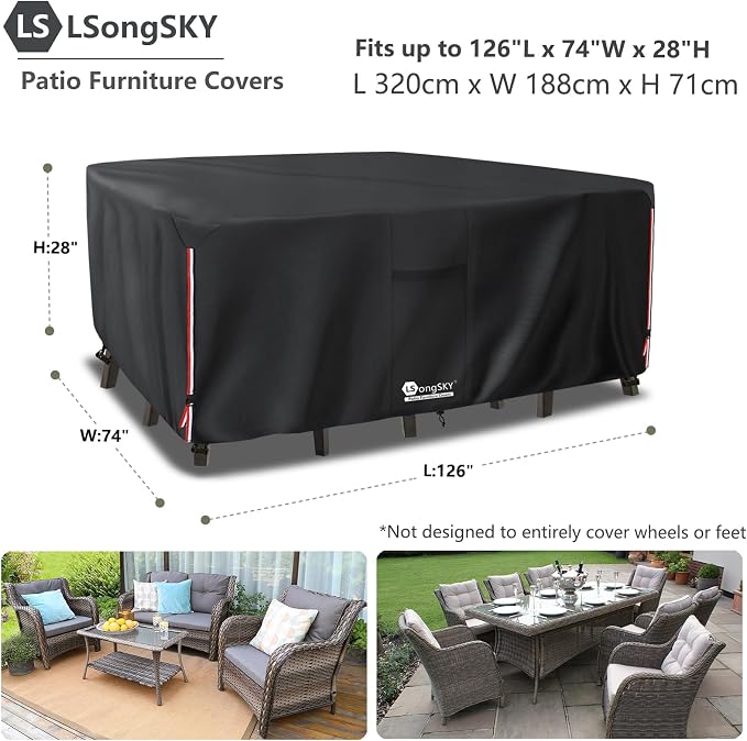 Outdoor Furniture Covers Waterproof, 600D Heavy Duty Patio Furnitures Covers - Image 3