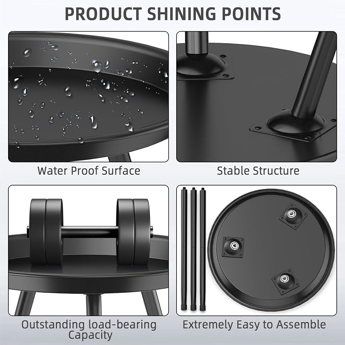 SYQ Small Black Side Table, Modern Round Metal end Table, Simple Circle Accent - Image 5