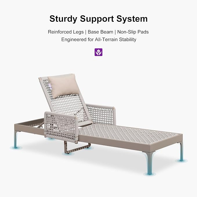 PURPLE LEAF 4 Pieces Outdoor Chaise Lounge Set Rattan Wicker Lounger - Image 7