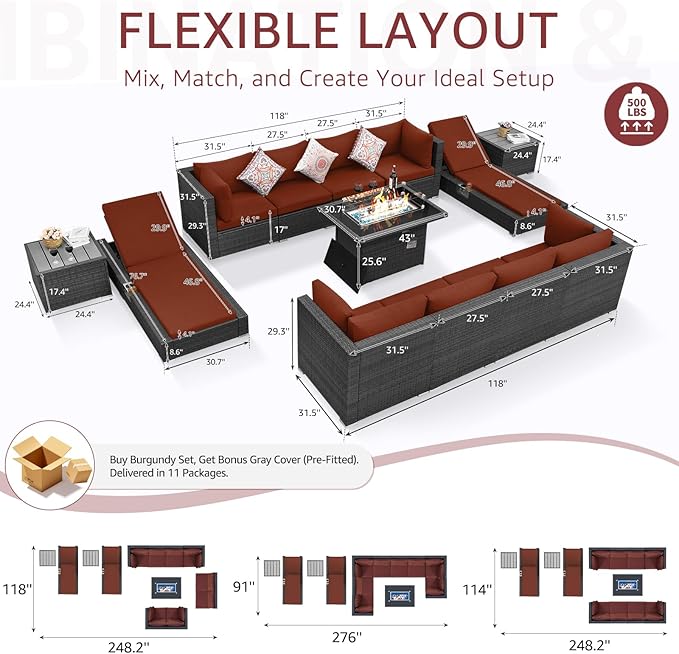 NICESOUL 13 Piece Large Outdoor Sectional - Image 3