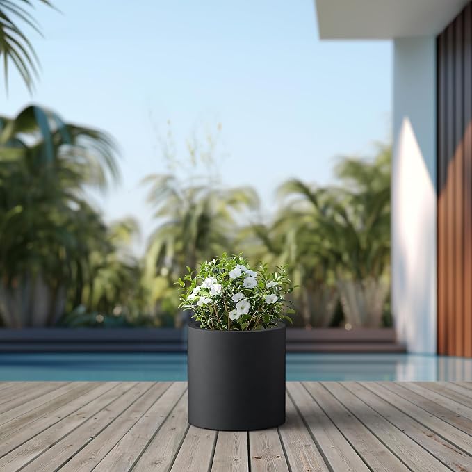 Kante 12.6" Dia Round Concrete Planter, Modern Style Large Cylindrical Plant Pot - Image 5