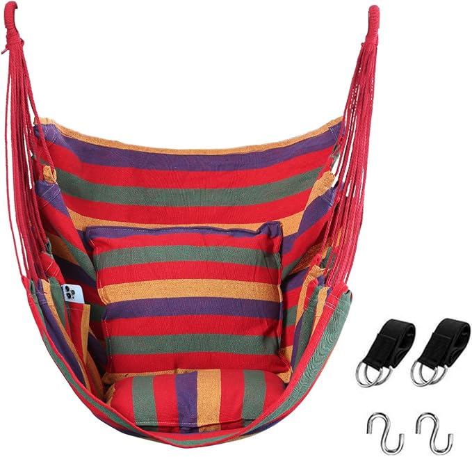Goutime Hammock Chair, Boho Hanging Rope Ceiling Swing, Macrame Hanging by Goutime