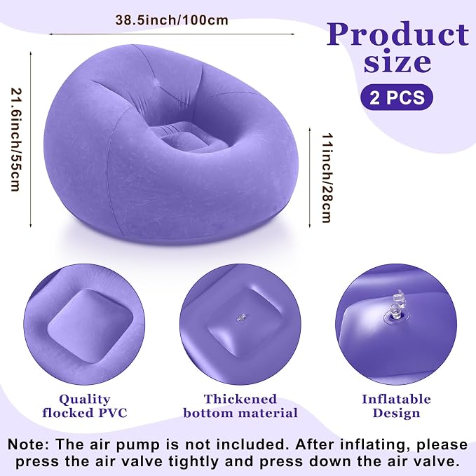 Realspring Inflatable Bean Bag Chairs Outdoor Blow up Camping Chairs Inflatable - Image 3