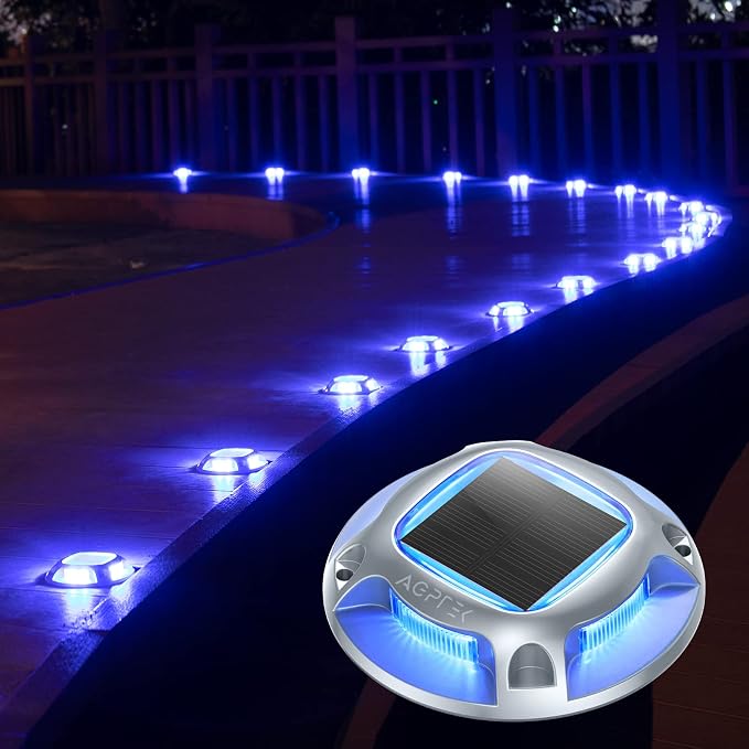 AGPTEK Solar Driveway Lights Outdoor 1 Pack, 2 Color Modes LED Deck Dock Marine - Image 9
