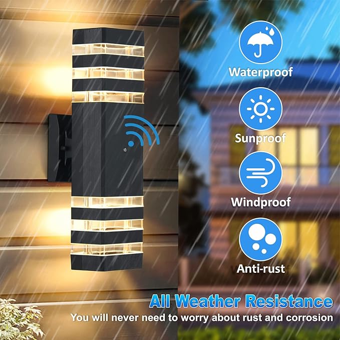 DASTOR Dusk to Dawn Outdoor Lighting, Square Up and Down Outdoor Wall Light - Image 3