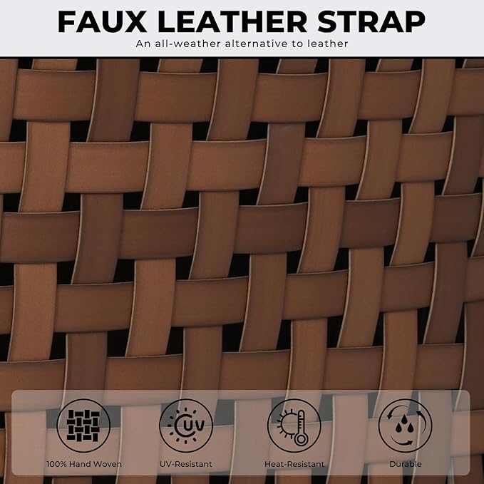 Grand patio 5-Piece Outdoor Dining Set, 4 Leather-Look Wicker Swivel Patio - Image 8