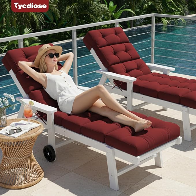 All Weather Chaise Lounge Cushions Outdoor 74.4 x 22 x 4 Inches Lounge Chair - Image 4