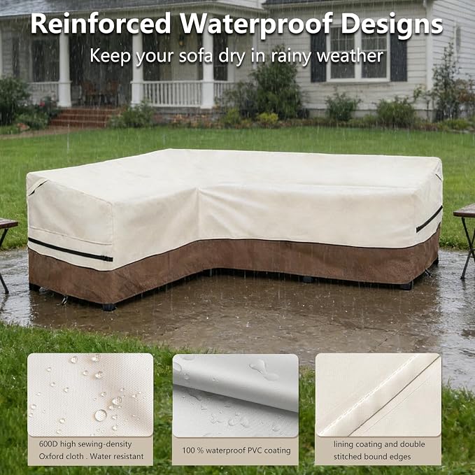 okcool Outdoor Sectional Sofa Cover Waterproof-L-Shaped Patio Furniture Covers - Image 6