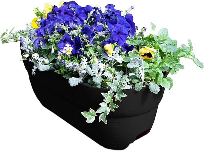 Bloomers Railing Planter with Drainage Holes – 24" Weatherproof Resin Planter – by Emsco+Group