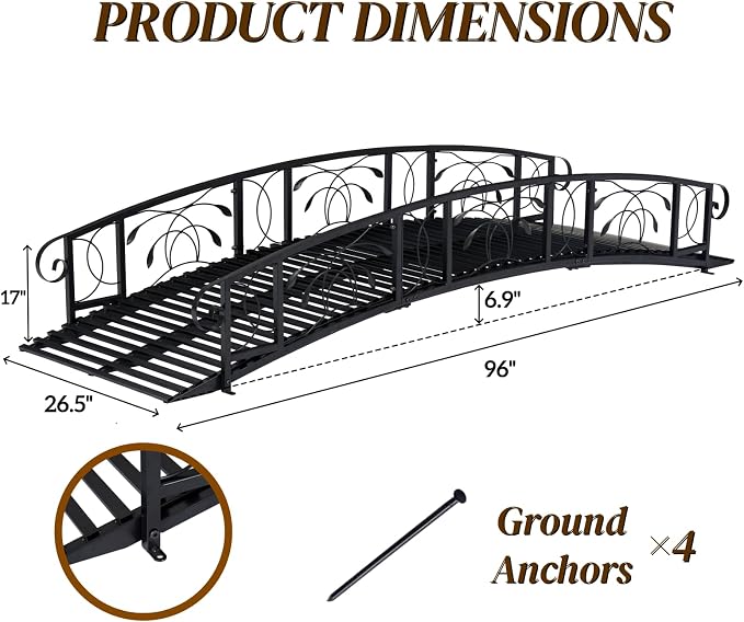 JSUN7 8 FT Metal Garden Bridge - Image 2