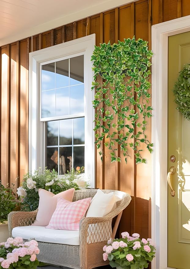 Hollyone 2pcs Artificial Hanging Plants 31" Fake Ivy Vine Faux Ivy Leaves - Image 5