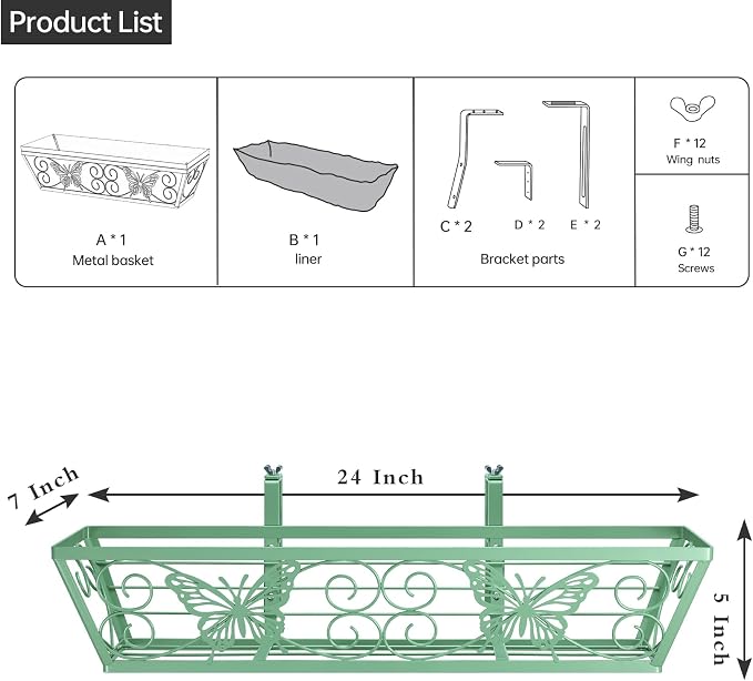 6 Pack 24 Inch Window Boxes Planters Railing Planter Box - Image 4