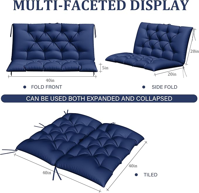 Porch Swing Cushion with Backrest, Waterproof Bench Cushion - Image 2
