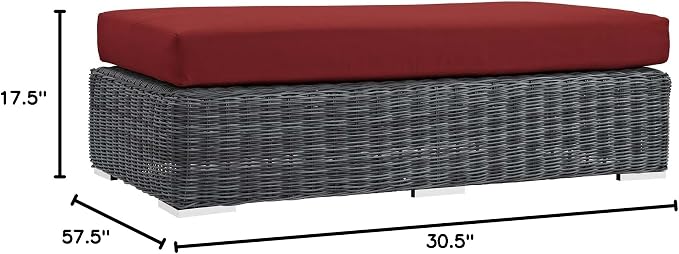 Modway Summon Wicker Rattan Outdoor Patio Sunbrella® Fabric Rectangle Ottoman - Image 2