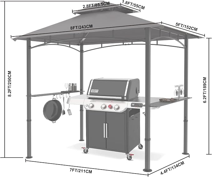 MASTERCANOPY 8 x 5 Grill Gazebo Outdoor BBQ Gazebo Canopy - Image 2