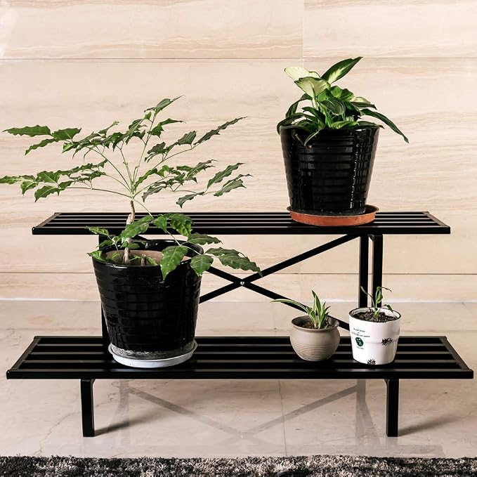 Zhongma 2 Tier Sturdy Metal Plant Stand Heavy Duty Plant Holder by Zhongma