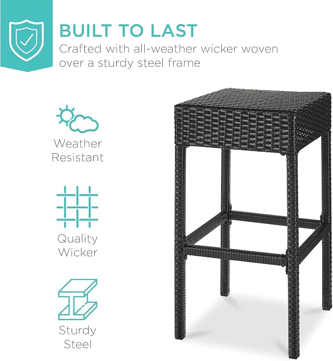 Best Choice Products 5-Piece Outdoor Wicker Bar Table Set - Image 5