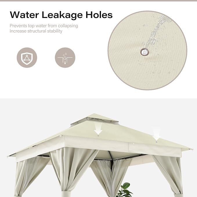 LAUSAINT HOME Semi-Permanent Outdoor Patio Gazebo 10'x10', Heavy Duty Party - Image 7