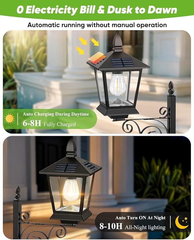 2 in 1 Outdoor Flower Pots, 35” Solar Lamp Post Light - Image 3