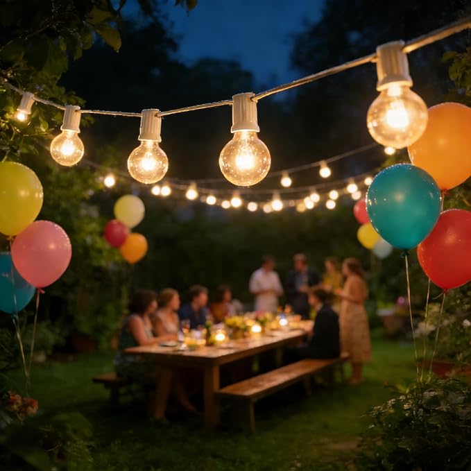 Abeja 25FT Outdoor White String Lights, G40 Globe Patio Lights - Image 5