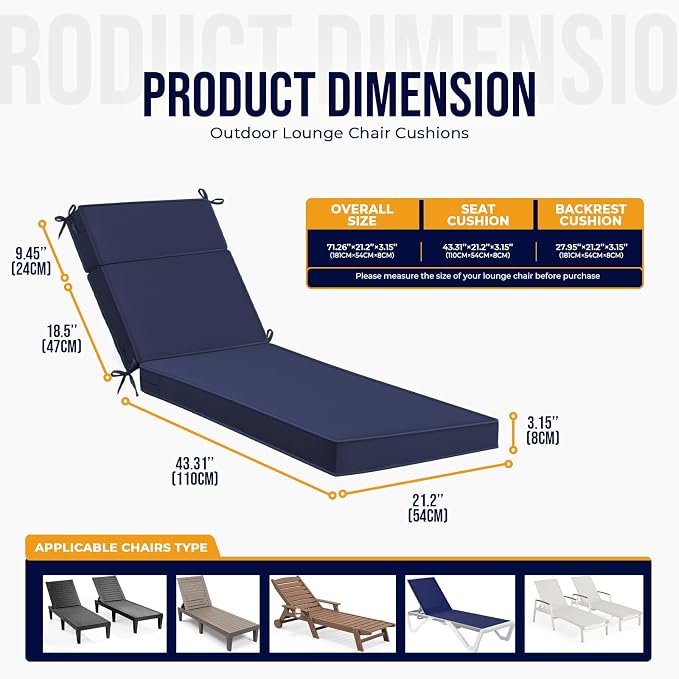 Waterproof Chaise Lounge Cushions - Image 2