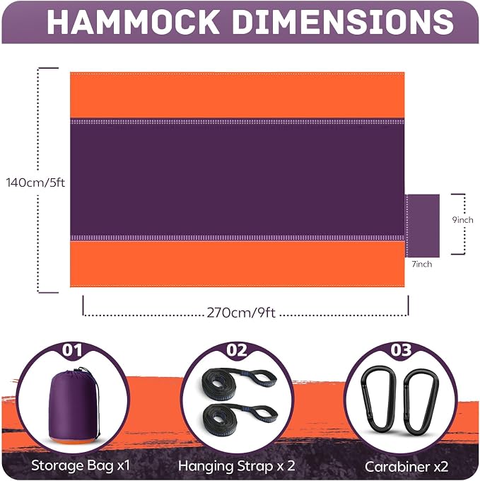 Camping Hammock Lightweight, Portable Hammocks Parachute Hammock - Image 2