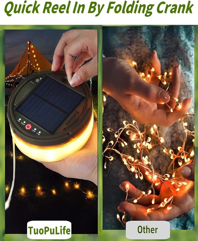 Solar Camping String Lights, 39.4 FT Fairy String Light, 4 in 1 Portable - Image 6