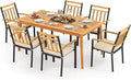 Tangkula 7 Piece Patio Wood Dining Set by TANGKULA