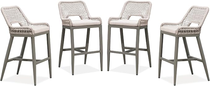 PURPLE LEAF Bar Stools Set of 4 Bar Height Metal Bar Chairs - Image 3