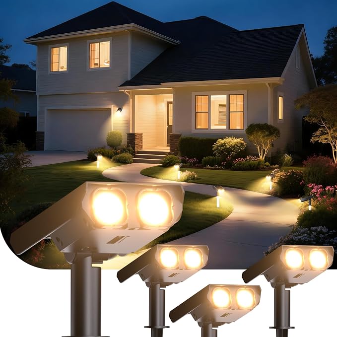 Solar Spot Lights Outdoor Adjustable Beam & PC Light Guide Column, 4 Pack Solar by Unknown